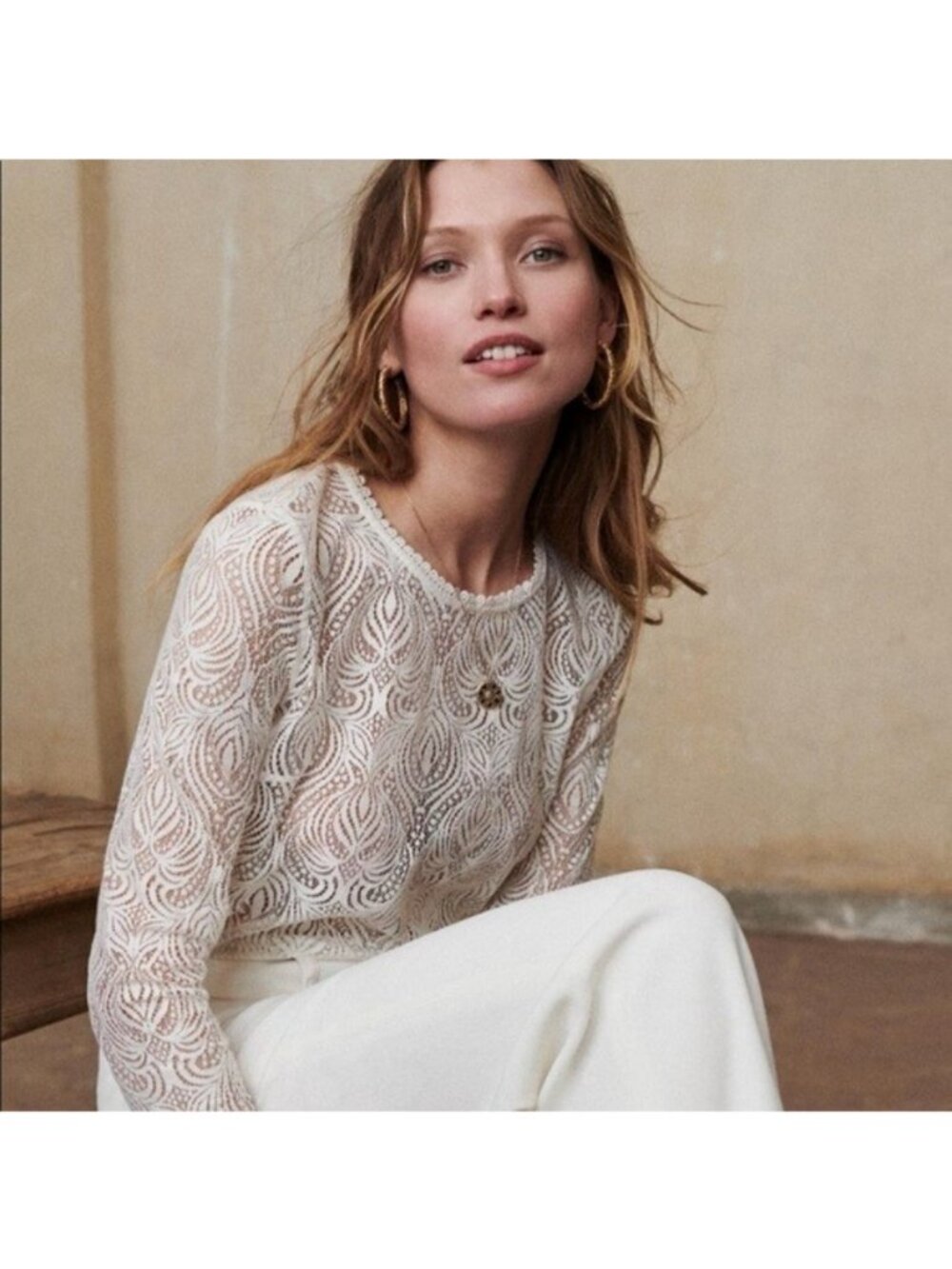 💕SEZANE💕 Cyrielle Blouse ~ Ecru 34 NWOT - Picture 2 of 16